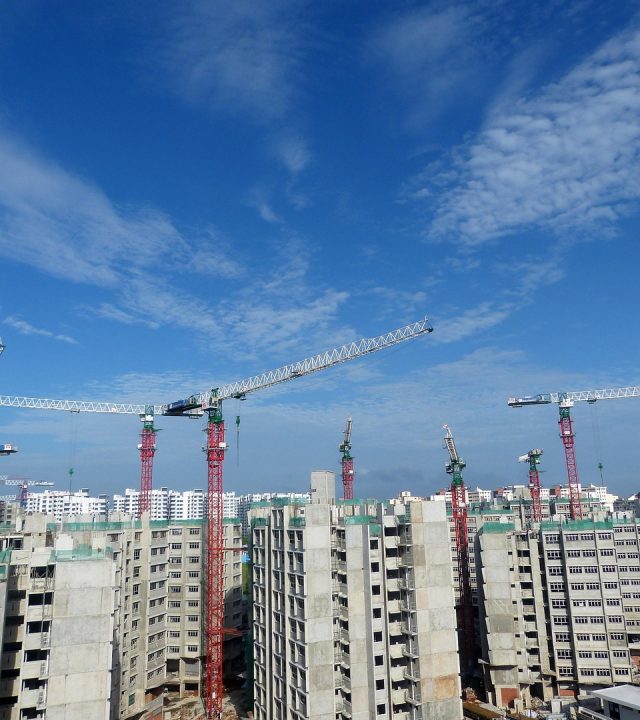 construction, site, cranes, building construction, helmet, architecture, blue, building, heavy equipment, build, blue sky, metal, sky, building site, construction site, housing, singapore, nature, men at work, under construction, cloud, blue construction, blue metal